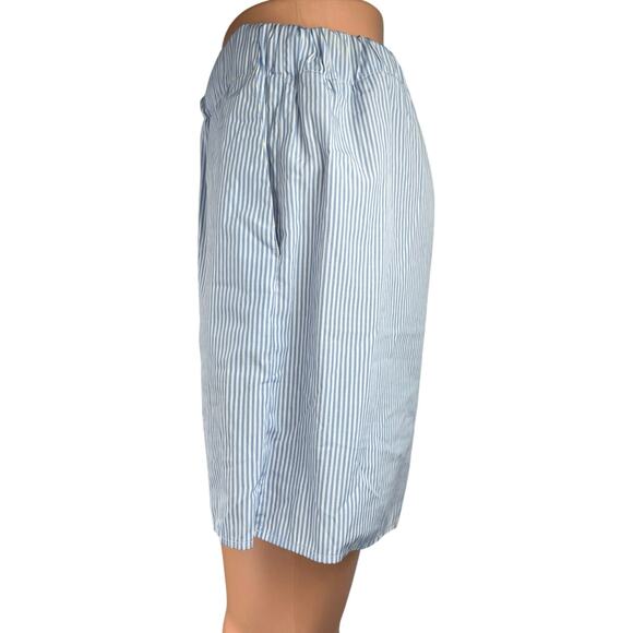 MNG Women's Blue White Pinstriped High Waisted Pull On Casual Shorts Size S - Picture 2 of 5